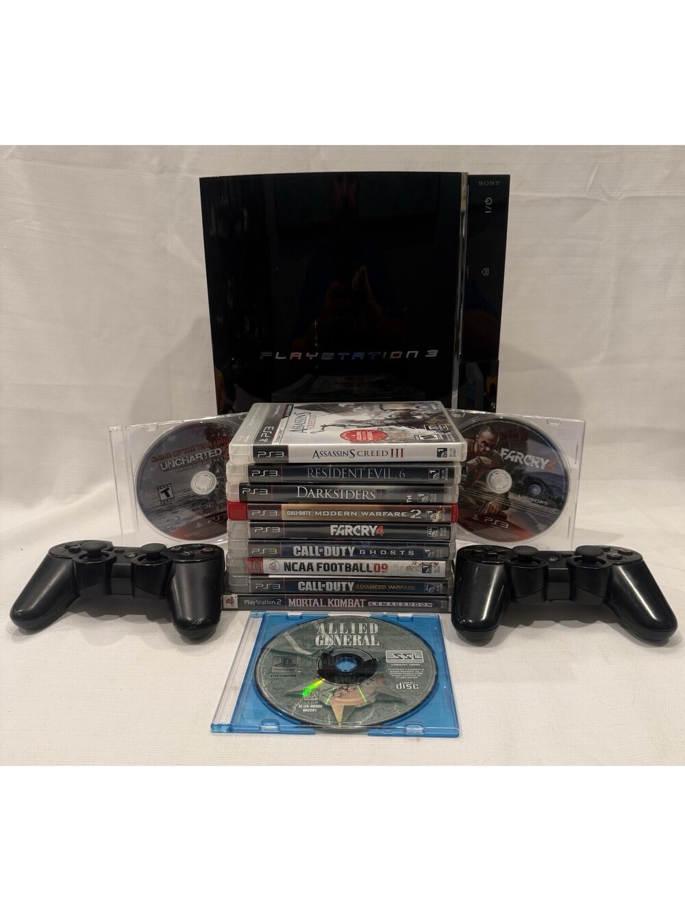 Sony Ps3 Backwards Compatible Console 80GB CECHE01 Bundle 2 Controllers W/ Games